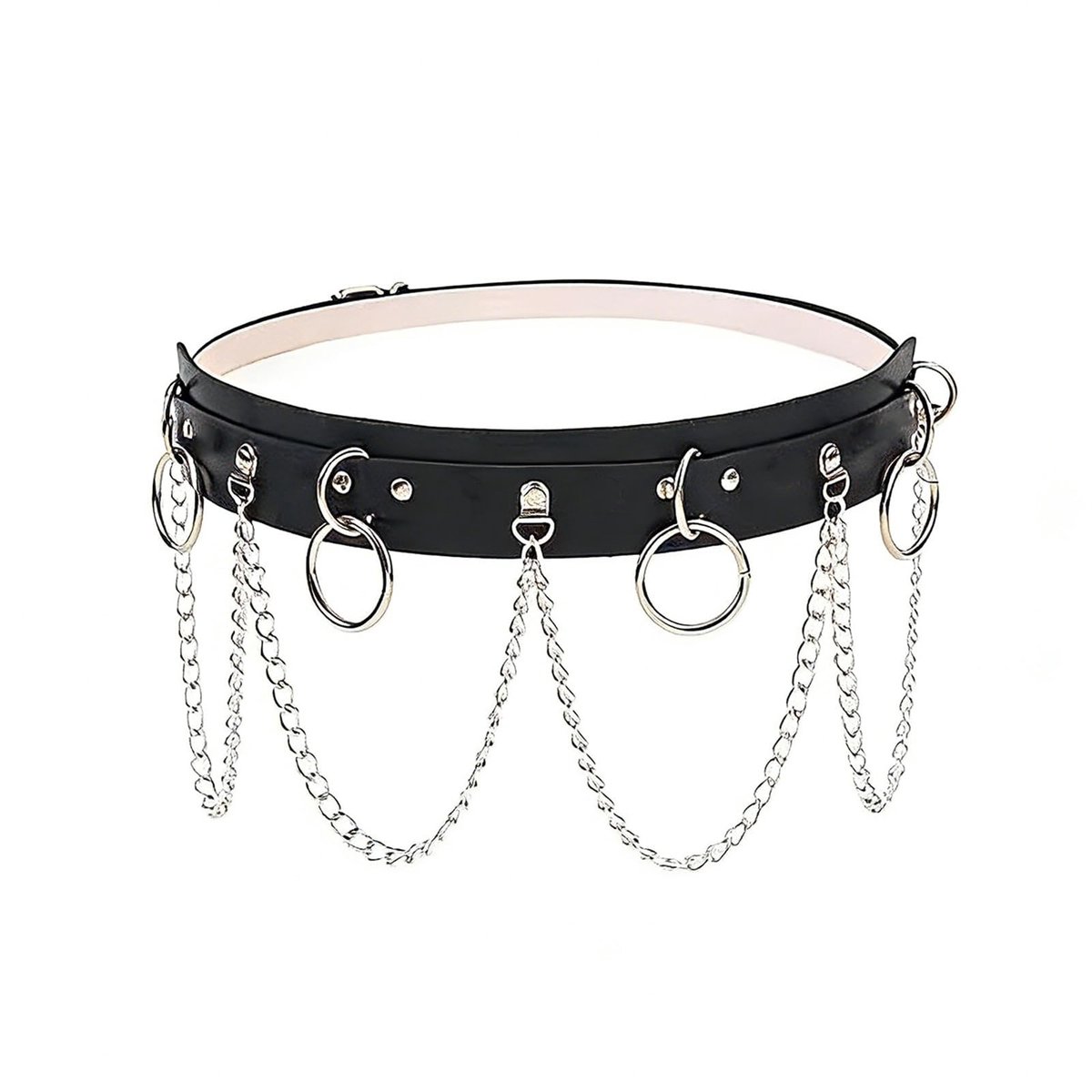 Dailygoods - Gothic Punkriem met Meervoudig Kettingdesign - Verstelbare PU-leer Tailleriem