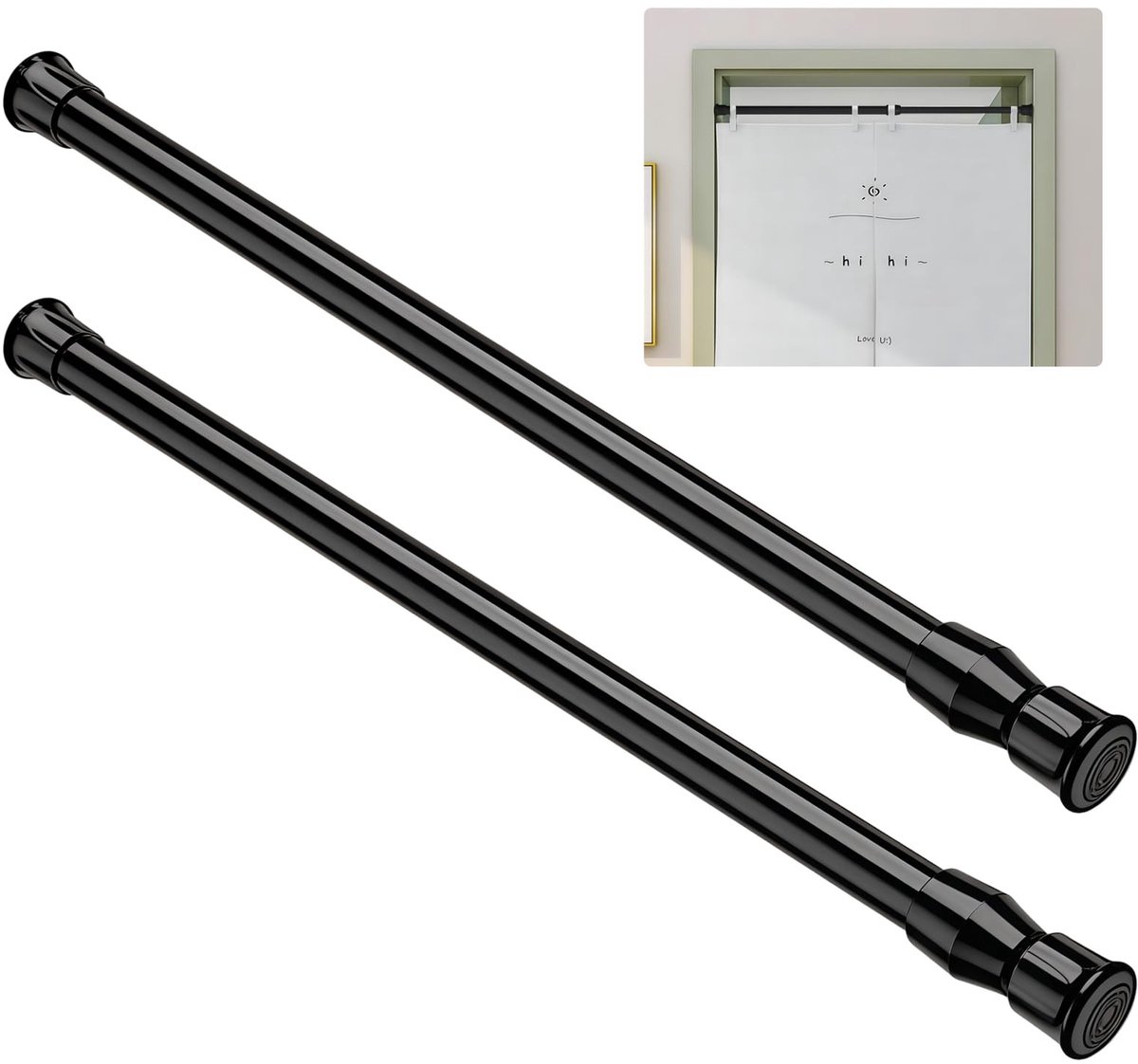 Dailygoods- Spanstang 40-70 cm - Gordijnroede zonder boren - Klemstang - Douchegordijnstang - Telescoopstang - Koolstofstaal, zwart