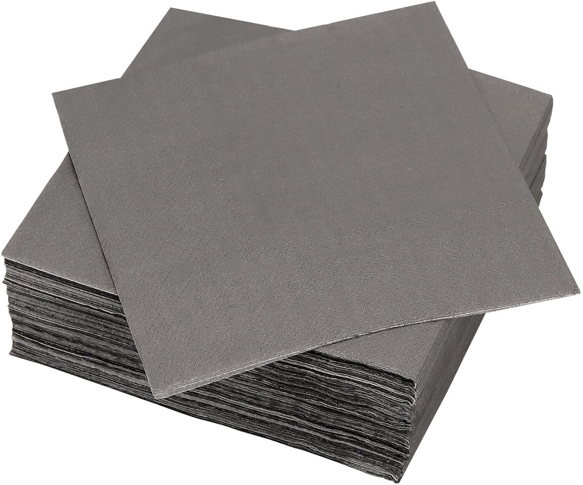 Dailygoods- Cocktailservetten 360 stuks - 25 x 25 cm - Grijs Papier - Absorberend/Scheurvast - Feestverjaardag - Elegante Set - Feestservetten