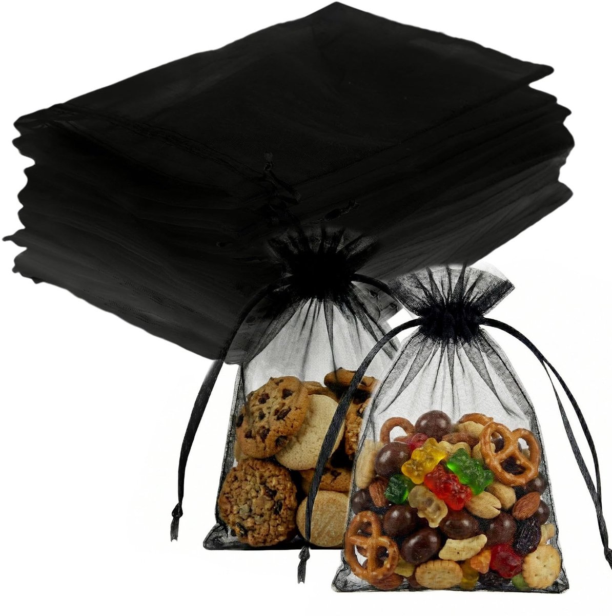 Dailygoods- Organza zakjes met trekkoord - Cadeauzakjes - Sieradenzakjes - Bruiloft/feest - 50 stuks - 17 x 23 cm - Cadeauzak