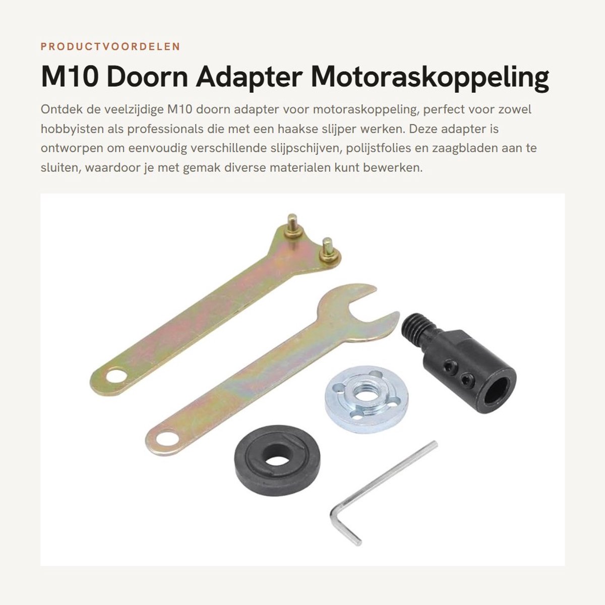 Dailygoods - M10 Doorn Adapter Motoraskoppeling - Verbindingsstang voor Haakse Slijper - 5mm 8mm 10mm 12mm - Metaal - Geschikt voor Slijpschijven - Du...