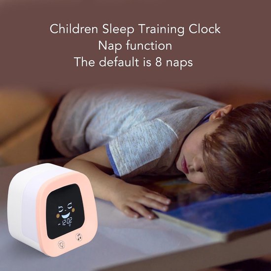 Kinderwekker Muziek - Nachtlamp Klok - Slaaptraining Kinderen - Zachte Wakker Worden - 12 x 10 cm - Roze — afbeelding 3