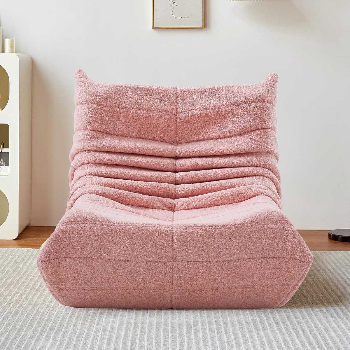 Luiaard fauteuil - Vloerbank met rug - Ontspannen zitten - Ergonomisch ontwerp - 86 x 75 cm - Roze