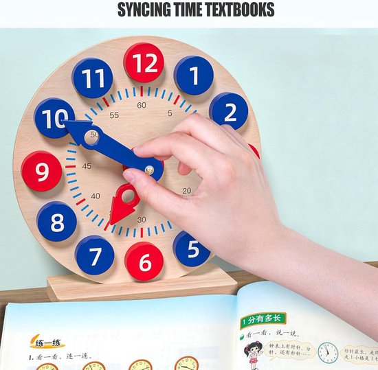 Kinder Leerhorloge - Tijd Trainer - Tijd Leren Lezen - Veilige Materialen - 21 cm - Multicolor — afbeelding 5