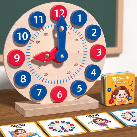 Kinder Leerhorloge - Tijd Trainer - Tijd Leren Lezen - Veilige Materialen - 21 cm - Multicolor — afbeelding 4