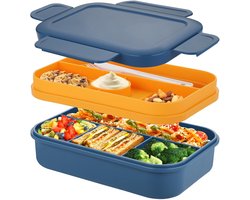Dailygoods - Sinnsally Lunch Box Adults,2000ml Bento Box met vakken,Lunchbox voor Volwassenen,Lunch Container Broodtrommel met Bestek,Snackbox Sandwichbox Brotdose mit Fächern