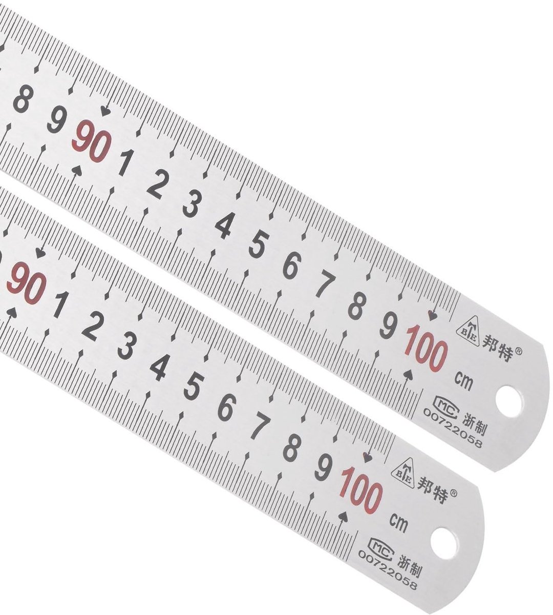 Dailygoods- Liniaal 1 m Roestvrij Staal - Dubbele Metingen