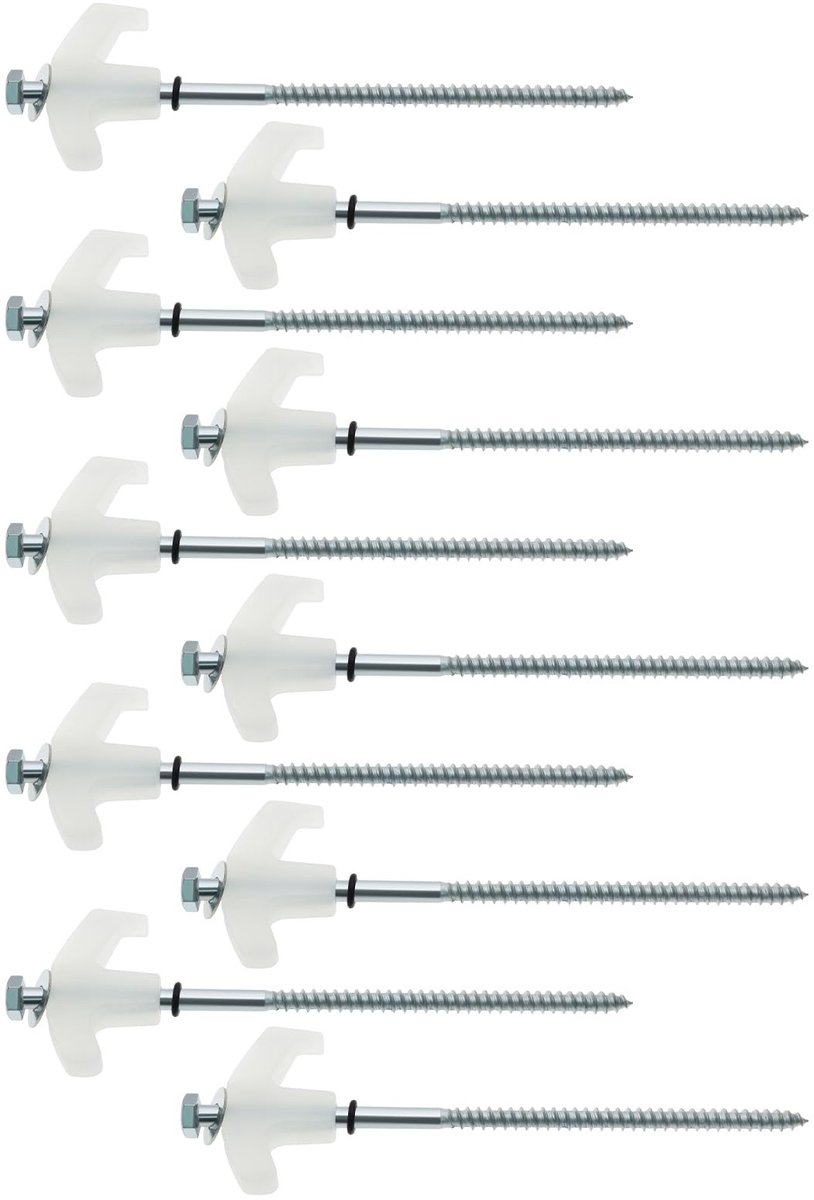 Dailygoods- Tent Haringen 10 Stuks - Schroef Haringen - Gegalvaniseerd Ijzer - T-vormige Handgreep - 200 mm - Duurzaam en Roestvrij - Tentharing