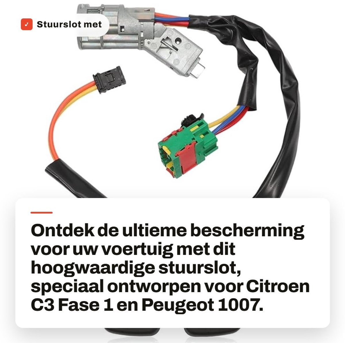 Dailygoods- Stuurslot met 2 Sleutels - Compatibel voor Citroen C2/C3 - OEM 4162AH - Beveiliging - Auto Accessoire - Schokbestendig - Stuurbeveiliging