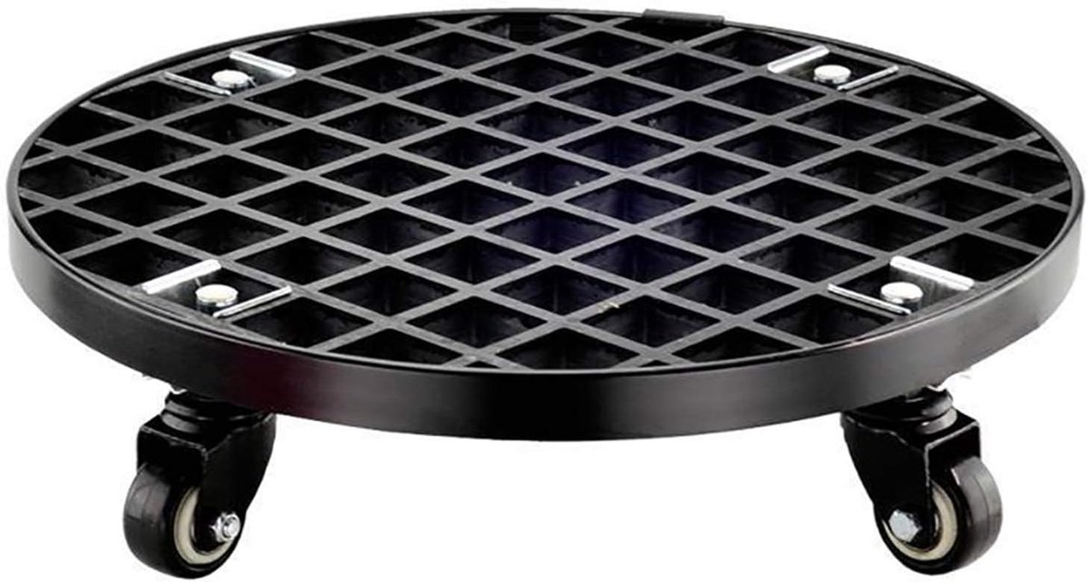 Plantenkar Met Wielen - Bloempot Trolley - Planten Verplaatsen - 360 Graden Zwenkwielen - 29 cm - Zwart