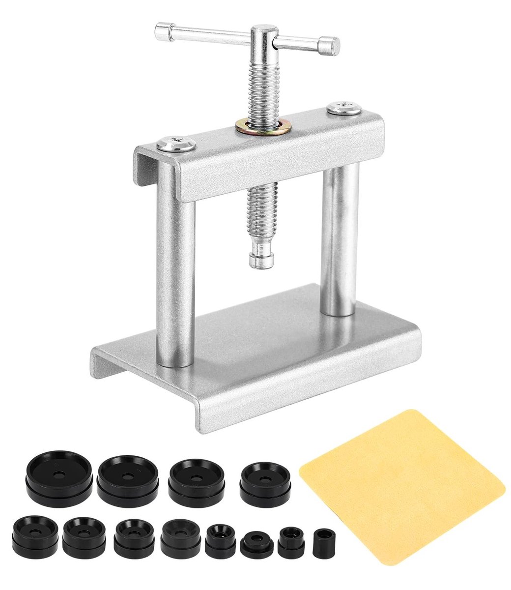 Dailygoods - Horlogepers - Horlogereparatie - Gereedschap met 12 matrijzen - Zilverkleurig - Batterijwissel - Sluiting van horloges - Uniseks-v...