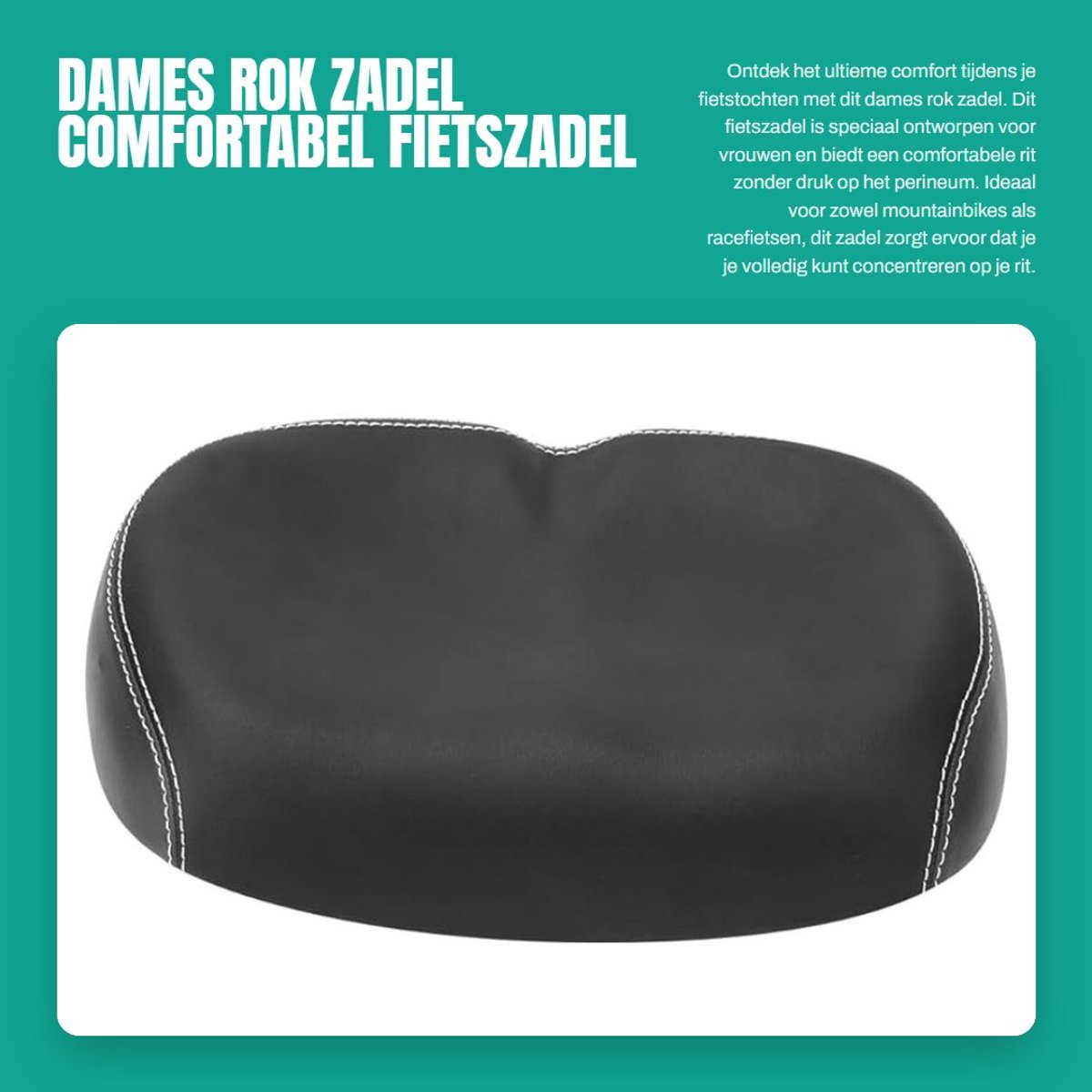 Dailygoods- Fietszadel Comfortabel - Geen Neus Fietszadel - Fietszitje Vervanging - Geschikt voor Mountain/Racefiets - Eenvoudig te Installeren - Fysiologische Structuur - Fietsstoel