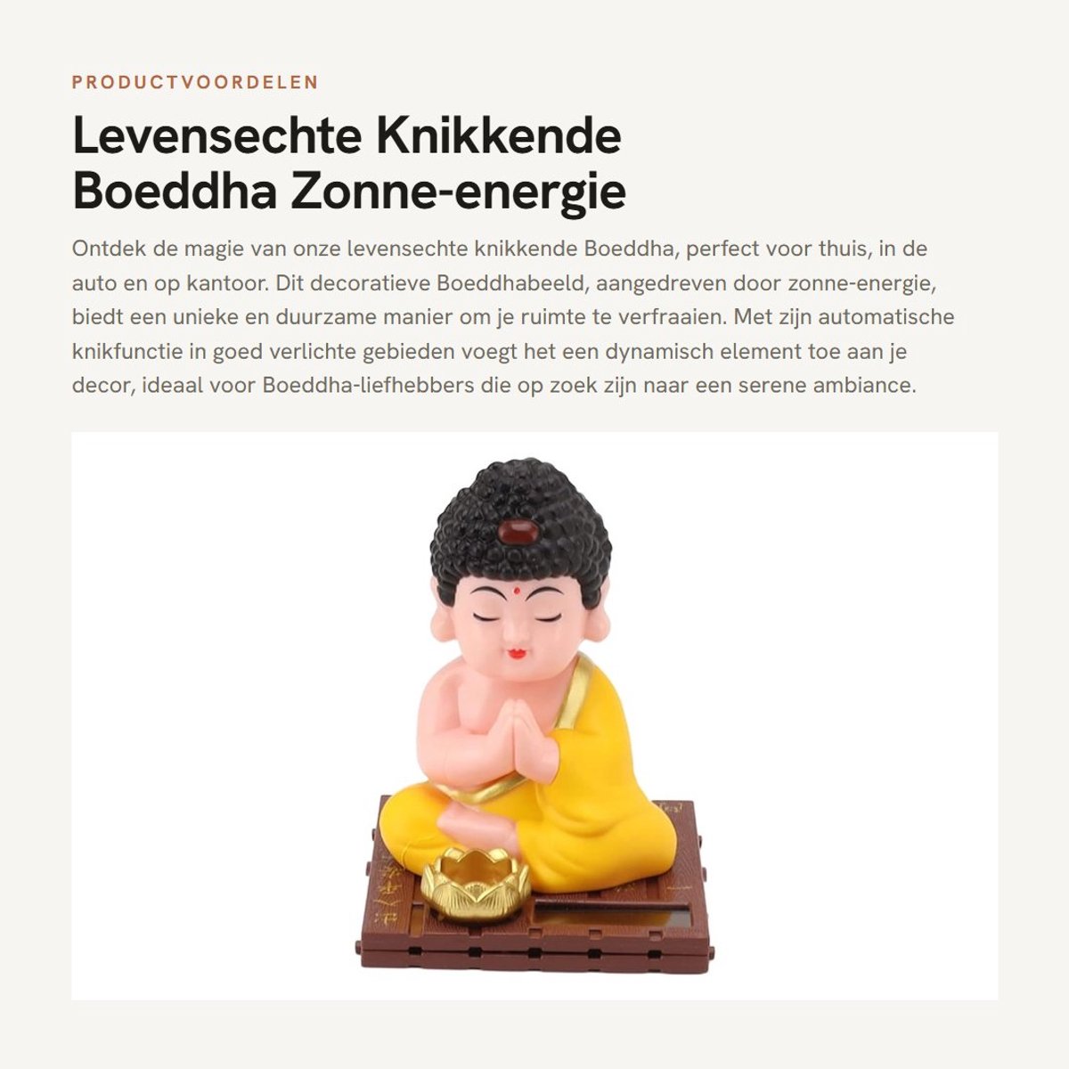 Dailygoods - Levensechte Knikkende Boeddha - Zonne-energie Boeddhabeeld - Duurzaam en Helder Decoratie - Boeddha-liefhebbers - Serene Kantoor- en Woon...