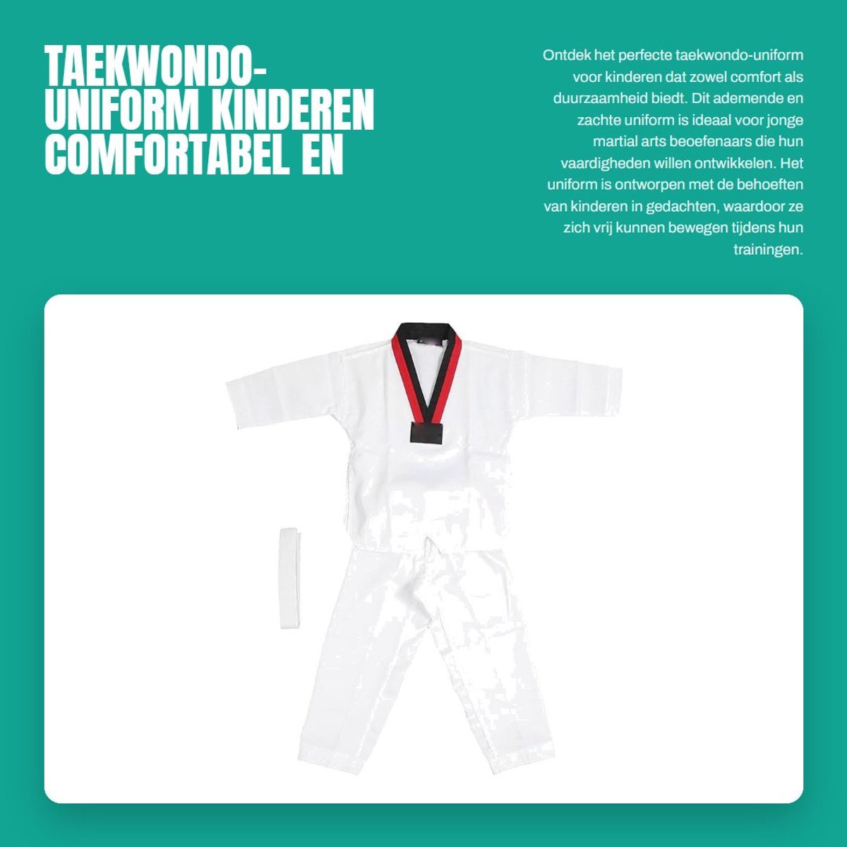 Dailygoods- Taekwondo Uniform Comfortabel - Duurzaam - Ademend - Zacht - Sportkarateuniform - Voor Kinderen - Martial Arts Uniform