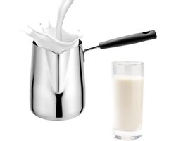 RVS Melkpan - Sauspan Gietmond - Dranken Bereiden - Druppelloos Gieten - 600 ml - Zilverkleurig