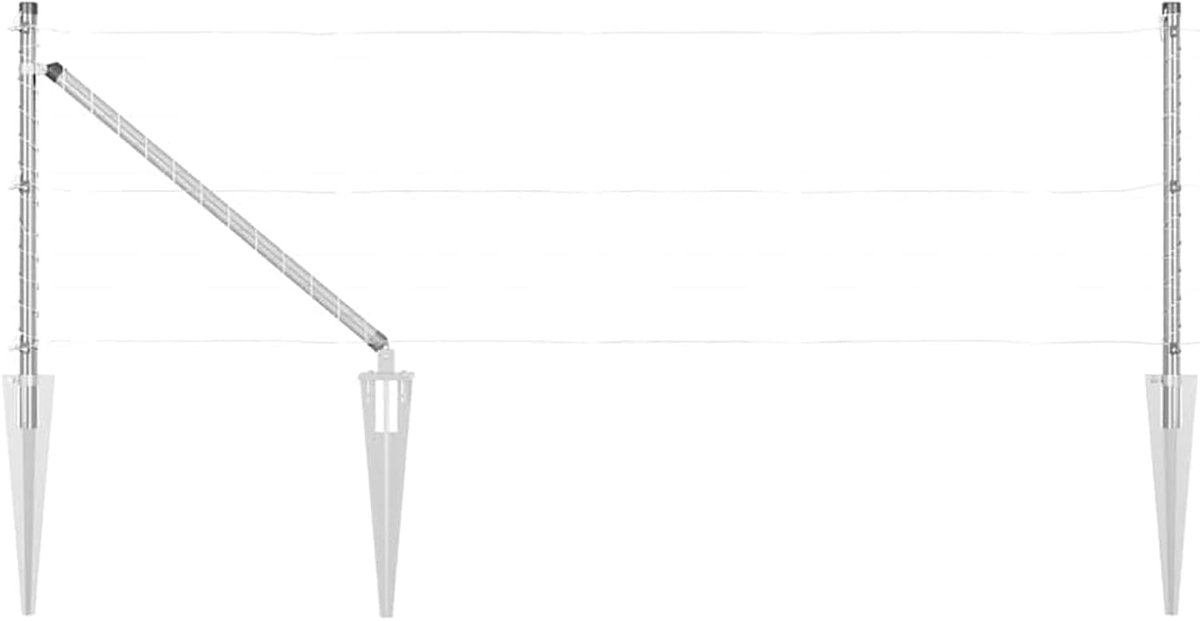 Hekpalen met spike - Omheining palen - Tuin projecten - Verzinkt staal - 120 cm - Zilver