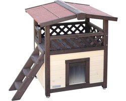 Kattenhuis voor Buiten – 4 Seizoenen – Deluxe – Uitkijkplatform – Weerbestendig – Warmte-Isolerend – Verwarmbaar - Stijlvol