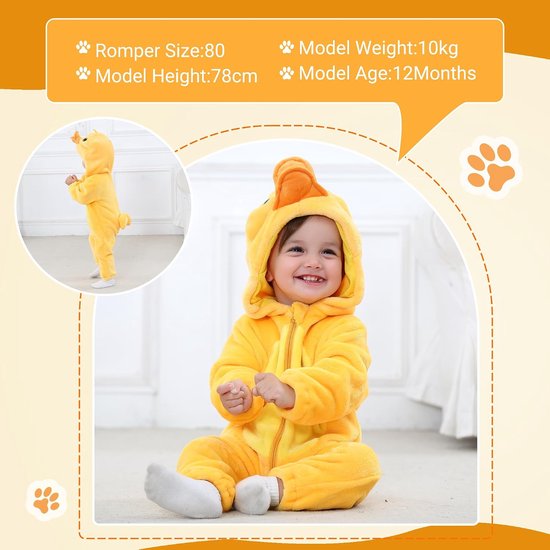 Baby Winter Romper - Baby Jumpsuit - Warm Houden - Met Capuchon - 0-36 Maanden - Flanel — afbeelding 2