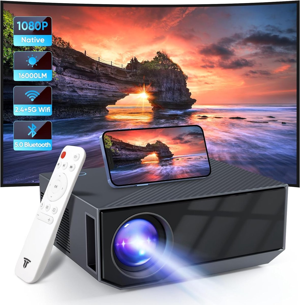 Mini Beamer - Draagbare Projector - Thuisbioscoop Creëren - 4K Full HD Resolutie - Tot 300 Inch - Zwart