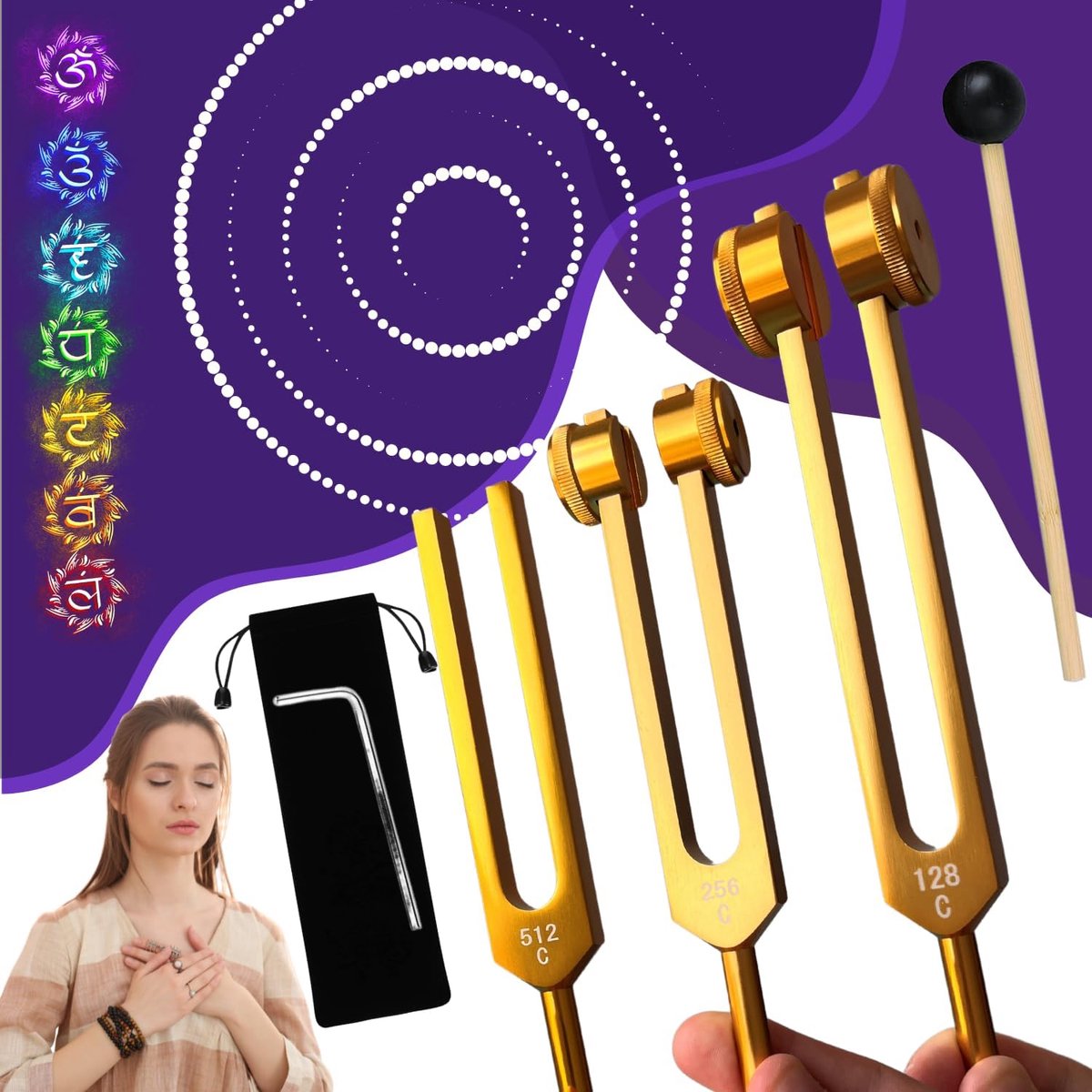 Set van 3 Stemvorken voor Muziek en Stemtraining