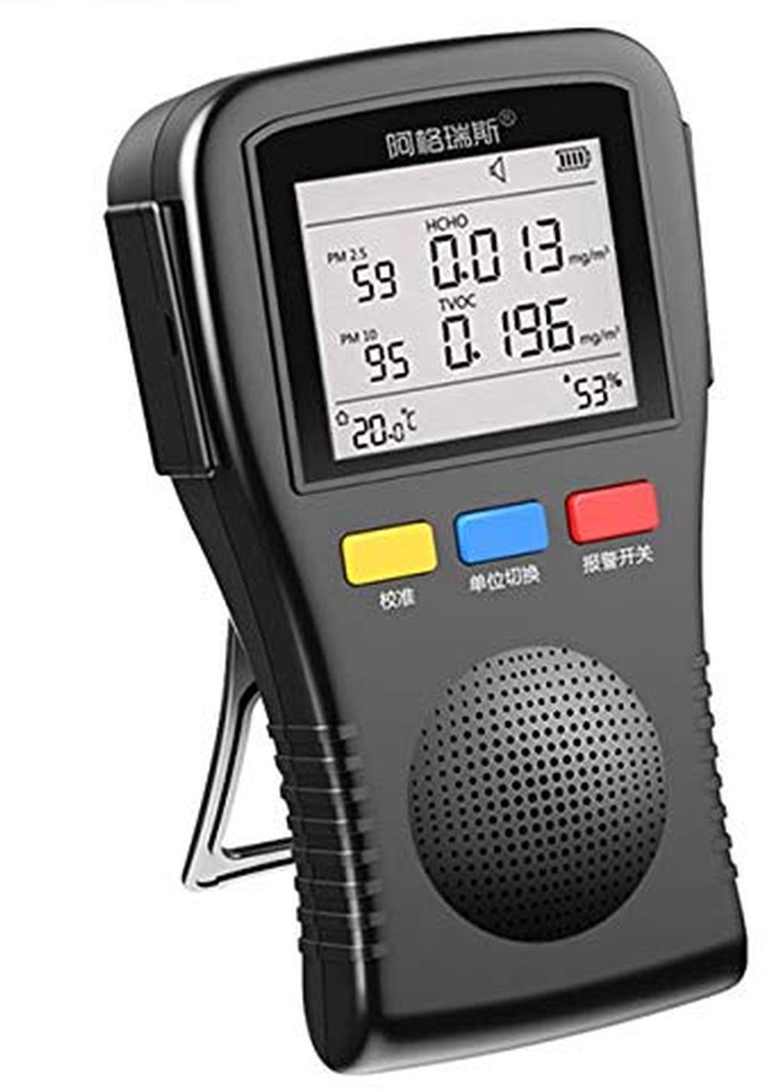 Luchtkwaliteit Meter - Stofmeter Formaldehyde - Binnenmilieu Controleren - Real-time Meting - PM2.5 PM10 - Zwart