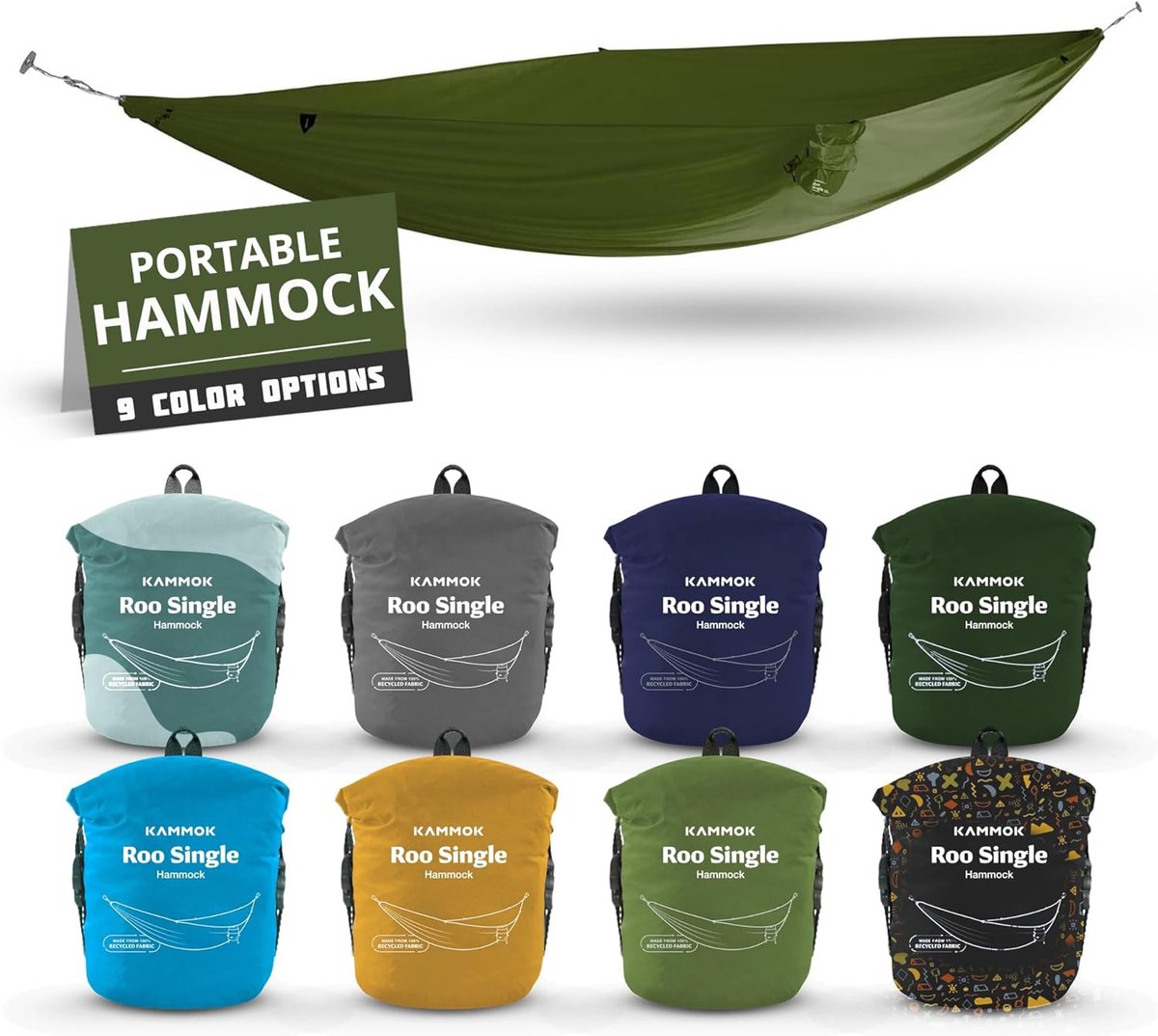 Camping Hangmat - Lichtgewicht Model - Ontspannen Buiten - Hoge Draagkracht - 226 kg Capaciteit - Mos Groen