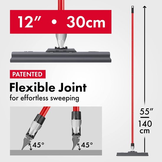 Gepatenteerde Vloerwisser 30 Cm - Massieve 100% Siliconen - Lange Handgreep 140 Cm - Verstelbare Knokkelvoeg - Voor Wassen Drogen Badkamer van Mopnado — afbeelding 5