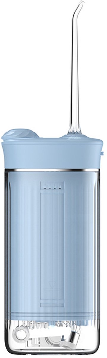 Mini-monddouche met elektrische tandenreiniging, draadloos, voor op reis, met 4 reserve sproeiers, 4 modi, 230 ml, intrekbare watertank, IPX7 waterdicht (blauw)