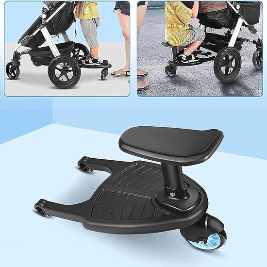 Meerijdplankje Met Zitje - Buggy Board - Kinderplank Staand Plankje - Kinderen Staan ​​Op Pedalen - Hulppedaal voor kinderwagen — afbeelding 2