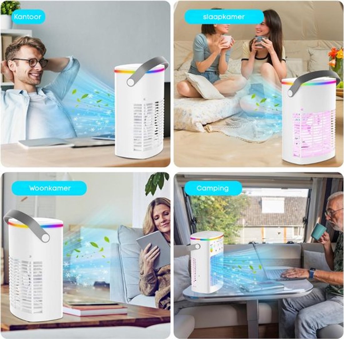4-in-1 Mobiele Airco Zonder Afvoerslang – Met Afstandsbediening - Mobiele Airco Voor Slaapkamer Zonder Slang – Mini Airco - Ventilator - Airconditioning – Aircooler Met 3 modussen thumbnail 8