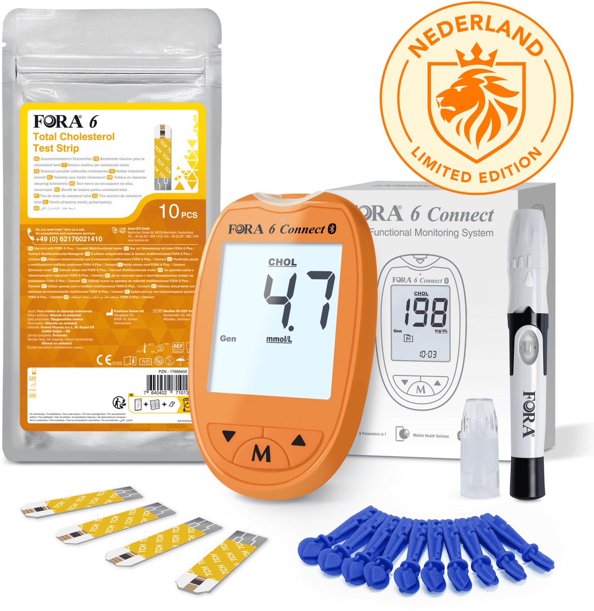 FORA 6 Connect Cholesterolmeter - Speciale Editie (Oranje)