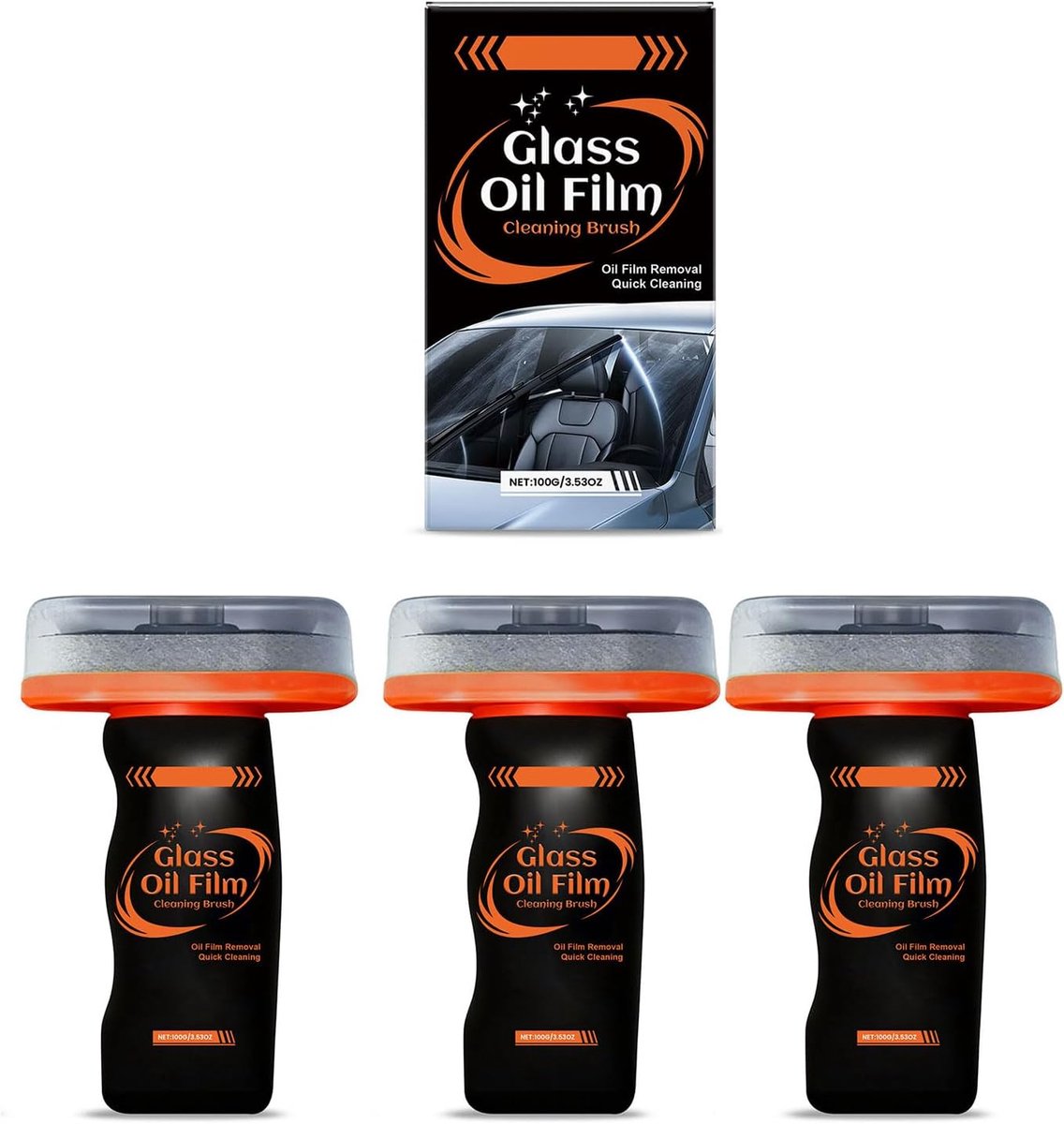 Autoruiten Reiniger - Glas Behandeling - Veilig Rijden - Olie Film Verwijderaar - 3 Sets - Grijs
