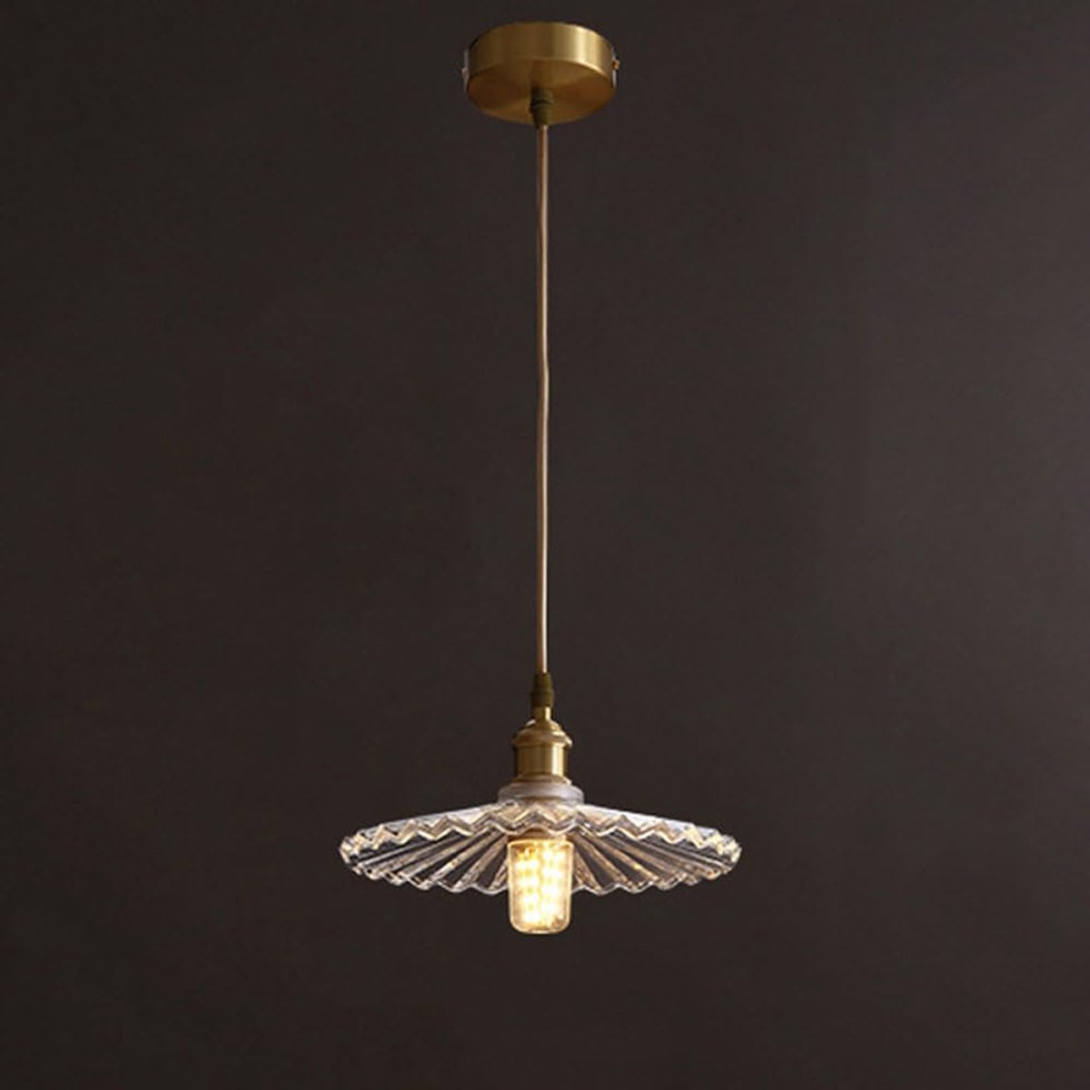 Koper Kandelaar - Hanglamp Glas - Sfeervol Interieur - Verstelbare Fitting - E26 - Messing
