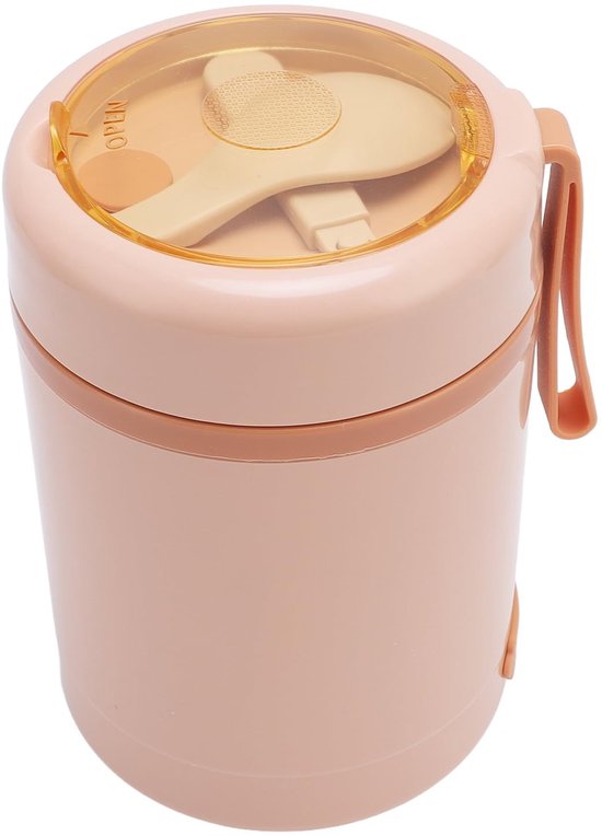 Verwarmde Lunchbox - Draagbare Voedselwarmer - Warme Maaltijd Onderweg - Lekvrij Ontwerp - 600 ml Capaciteit - Roze — afbeelding 5