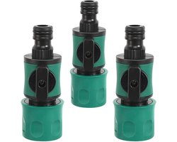 Dailygoods - Hydrogarden 3 stuks afsluitventiel voor buisverbinding, slangaansluiting met afsluitventiel, slangkoppeling voor buis, slangventiel, verlenger, universeel ventiel, schakelaar, slangkoppeling