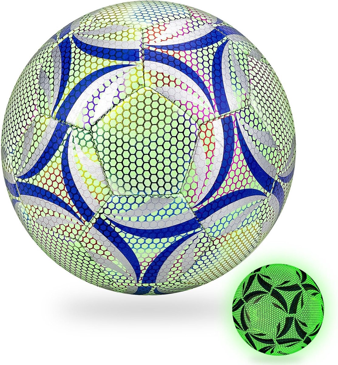 Dailygoods- Voetbal Maat 5 - Gloeiend ontwerp - Vegan Leer - Slijtvast - Lichtgewicht - Goede controle - Gloeiende Voetbal
