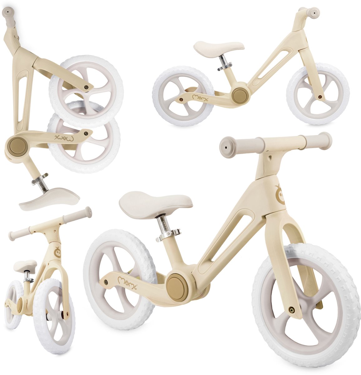 MoMi NORU - Loopfiets - Opvouwbaar - 12 inch - Verstelbaar Zadel - Geel
