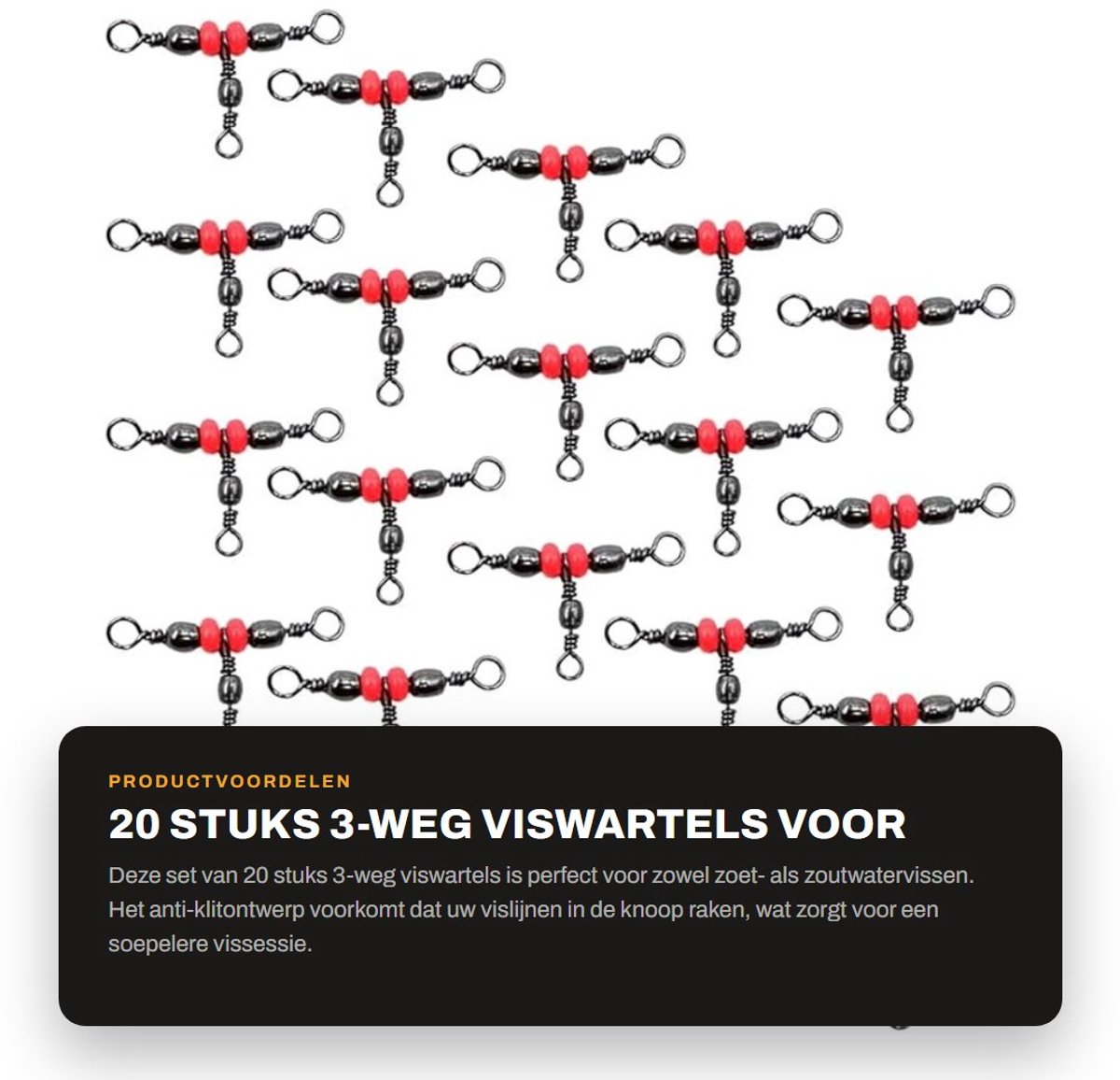 Dailygoods - 20 Stuks 3-Weg Viswartels voor Effectief Vissen