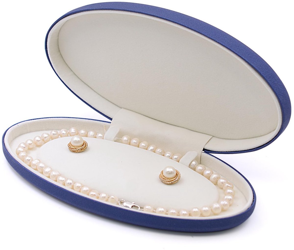 Dailygoods - Fluwelen halsketting box voor dames, parelketting, opbergdoos van PU-leer, display etui voor sieraden, parelketting, oorbel voor bruiloft, verjaardag, Valentijnsdag