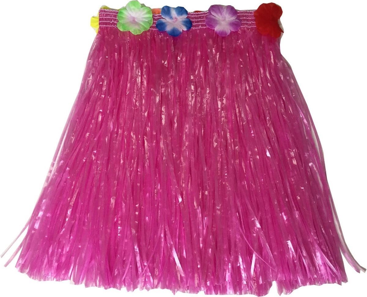 Dailygoods- Hula Rokje - 40CM Lang - Roze Raffels - Hawaï Thema - Verkleedkleding - Geschikt voor Volwassenen - Hoogwaardig Raffia Materiaal - Verkleedrok