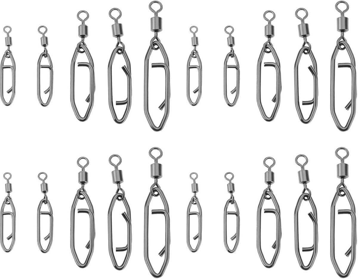Dailygoods- Visclips 50 Stuks - Roestvrijstalen Snelwissel - Draaischarnier - Corrosiebestendig - Voor Zoutwater/Zoetwater - Totale Lengte 25-42 mm - Hengelclips