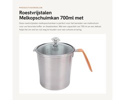 Dailygoods- Melkopschuimkan 700ml - Roestvrij Staal - Deksel - Schaalontwerp - Multifunctioneel - Erosiebestendig - Schuimkan