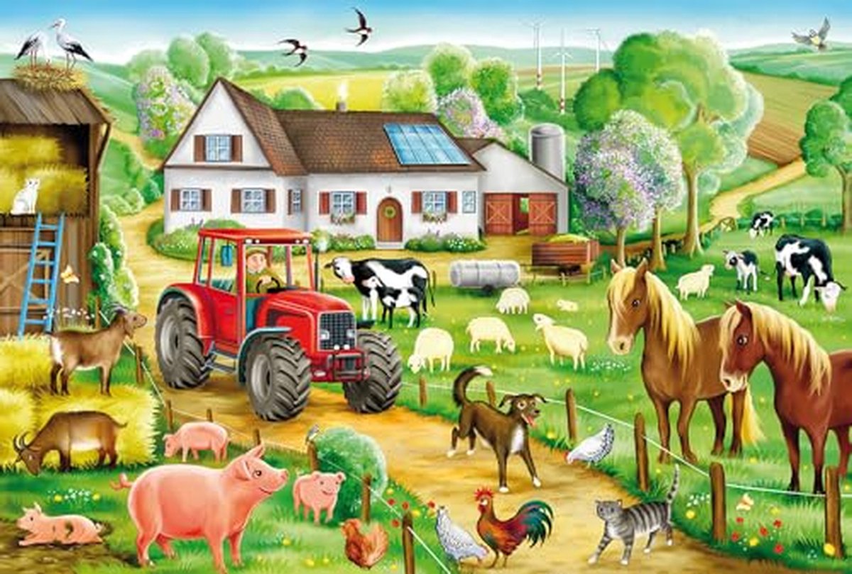 Legpuzzel Boerenerf - Kinderpuzzel Dieren - Educatief Spel - 100 Stukjes - Vanaf 6 Jaar - Kleurrijk