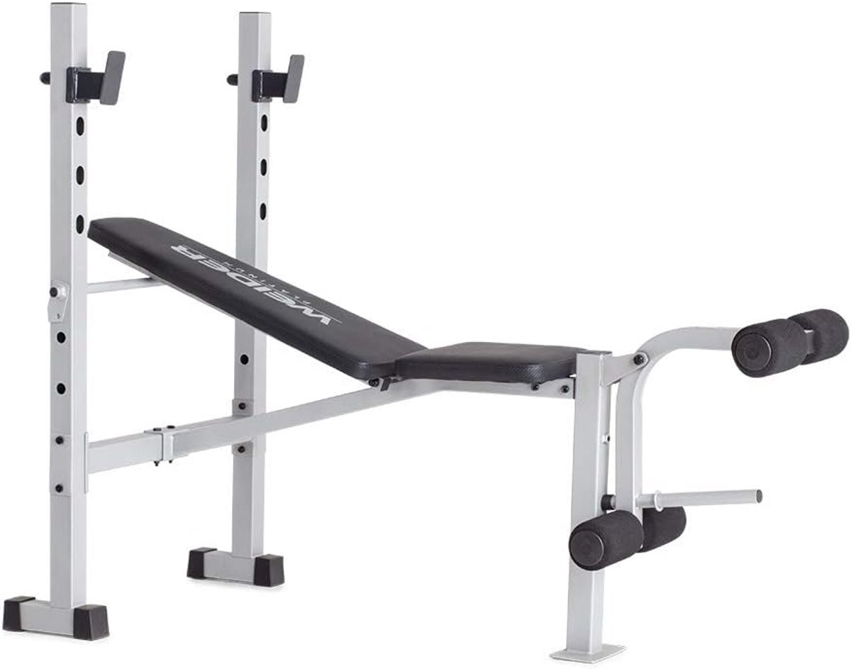 Halterbank met Staanders - Krachtbank Fitness - Krachtopbouw Thuis - Geïntegreerde Beenontwikkelaar - 400 lbs Capaciteit - Zwart