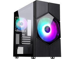 Gaming Computer Behuizing - Mini Tower - PC Bouwen - ARGB Ventilator - 21.5 cm Breed - Zwart