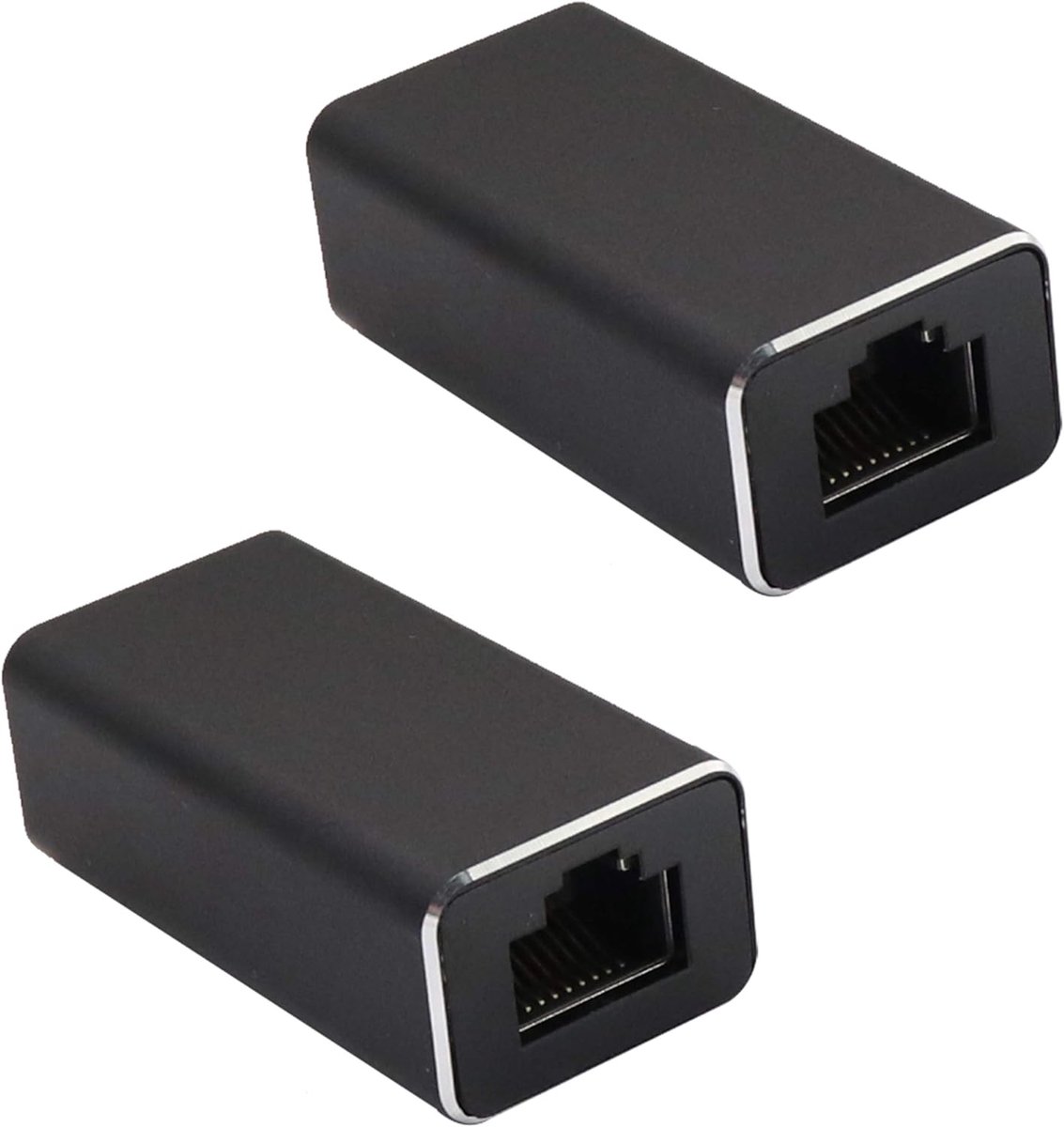 Netwerk Koppelaar - Ethernet Verlengstuk - Kabel Verlengen - Metaal Robuust - 2 Stuks - Zwart