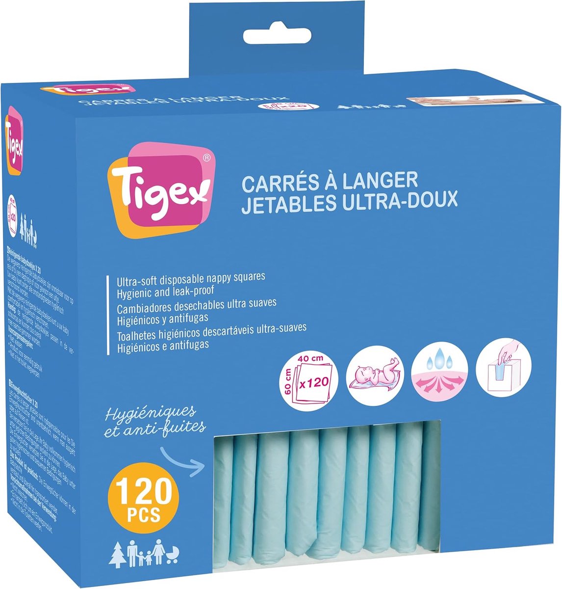 Wegwerp Aankleedkussens - Verschoonmatjes - Hygiënisch Verschoon - Lekvrije Bescherming - 120 stuks - Wit/Blauw