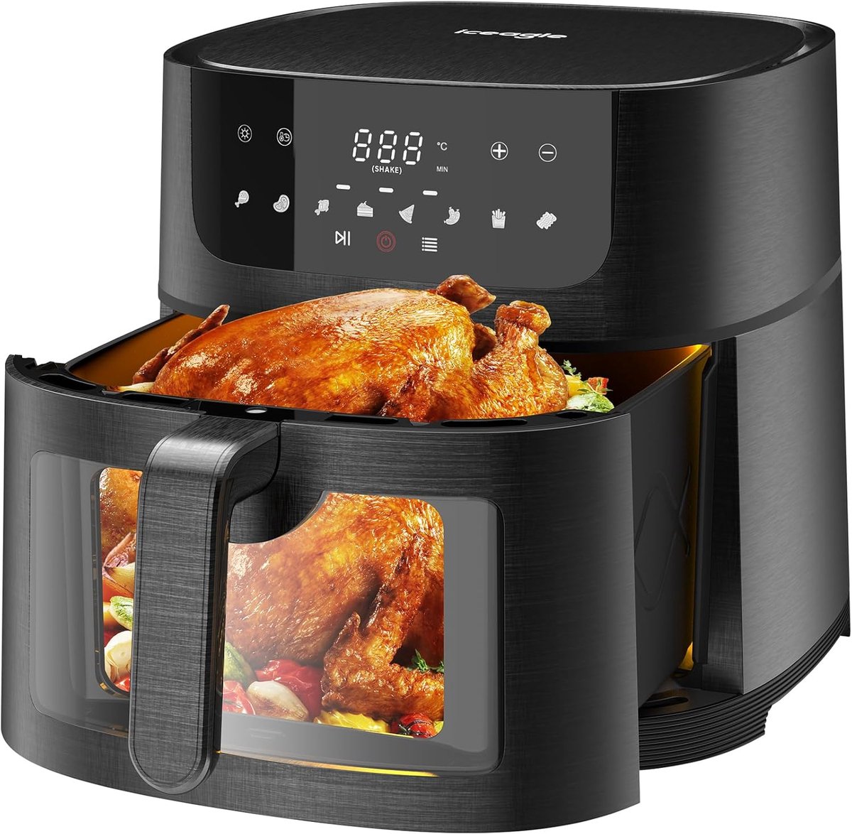 Heteluchtfriteuse XXL - Airfryer groot - Gezond koken - Groot kijkvenster - 9 Liter - Zwart