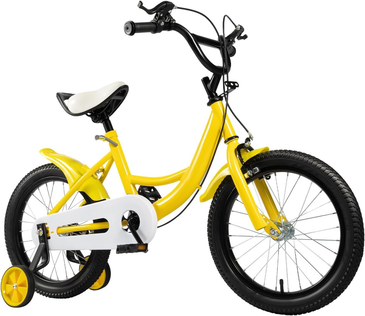 Kinderfiets - Jongensfiets - Leren Fietsen - Stabiel Frame - 16 Inch - Geel
