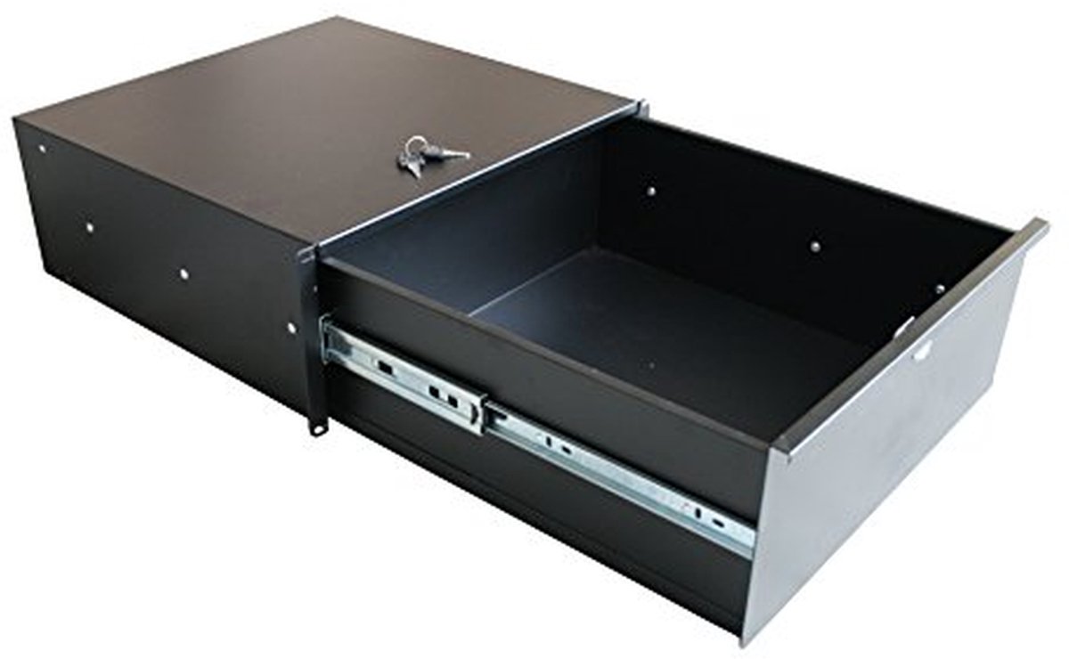 Racklade 4HE - Opberglade - Apparatuur Opslag - Volledig Uittrekbaar - 45cm Diep - Zwart